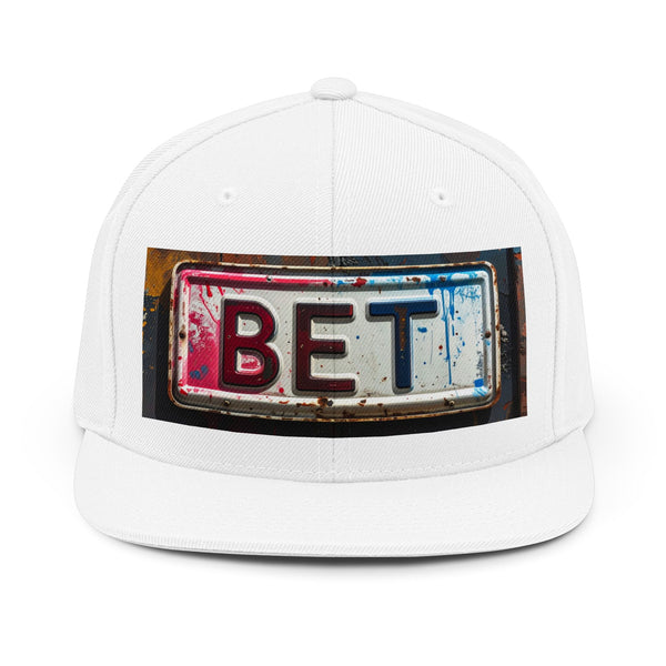 Snapback Hat — Retro 'BET' License Plate Design
