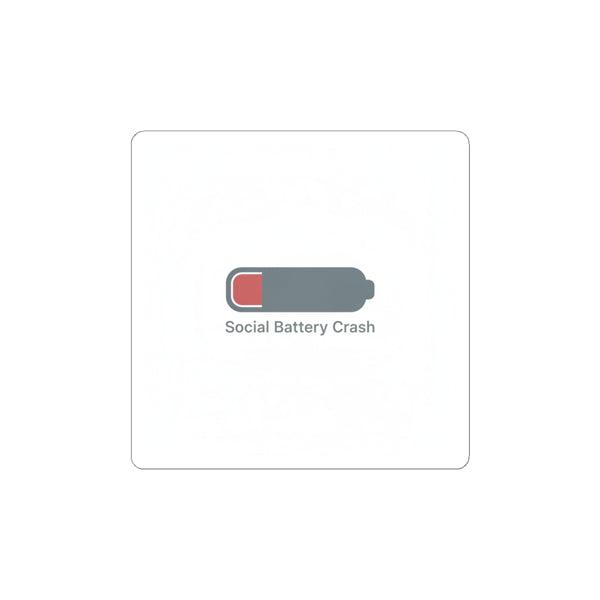Social Battery Crash Sticker | Introvert Humor, Low Battery Icon