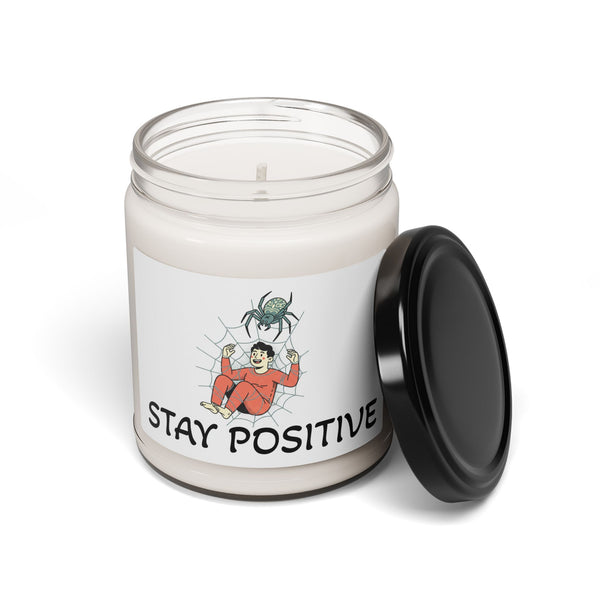 Stay Positive Soy Candle — 9oz Scented Jar (Spider Web Illustration)