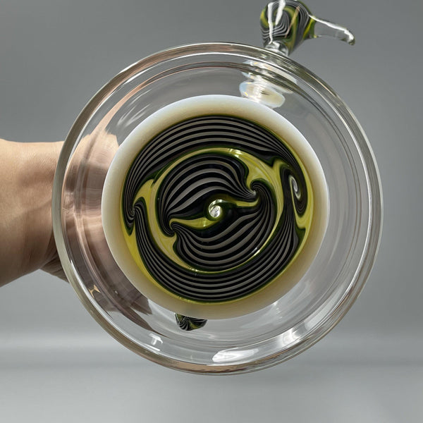 Augy Glass Green, Yellow, and Black Worked Tube