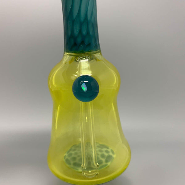 AJ Glass to Mouth Yellow/Teal Mini Tube Rig with Bear Banger (Auction)