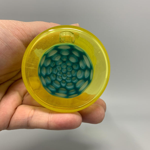 AJ Glass to Mouth Yellow/Teal Mini Tube Rig with Bear Banger (Auction)