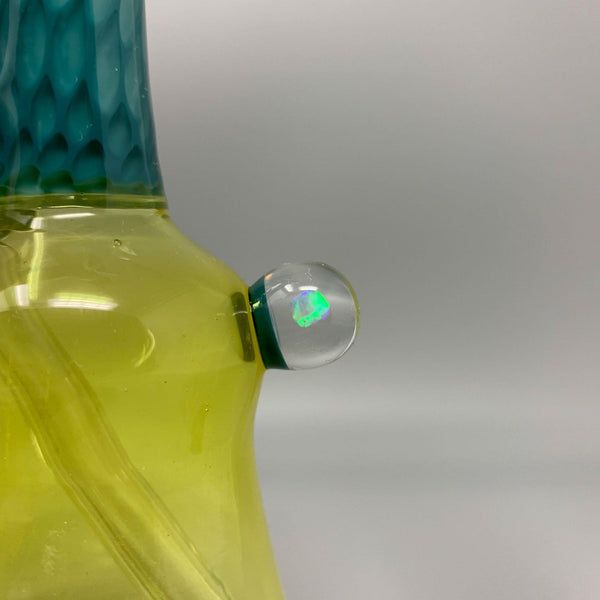 AJ Glass to Mouth Yellow/Teal Mini Tube Rig with Bear Banger (Auction)