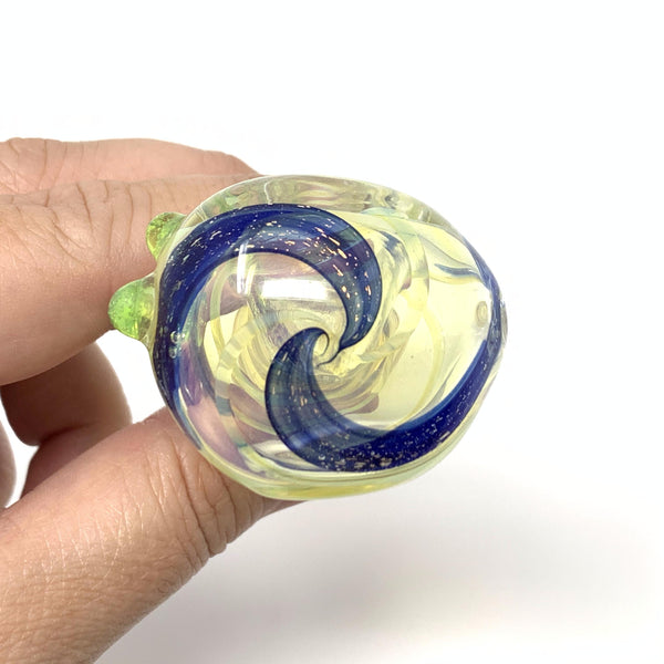 Fumed Spoon Pipe Blue Dichro Swirl