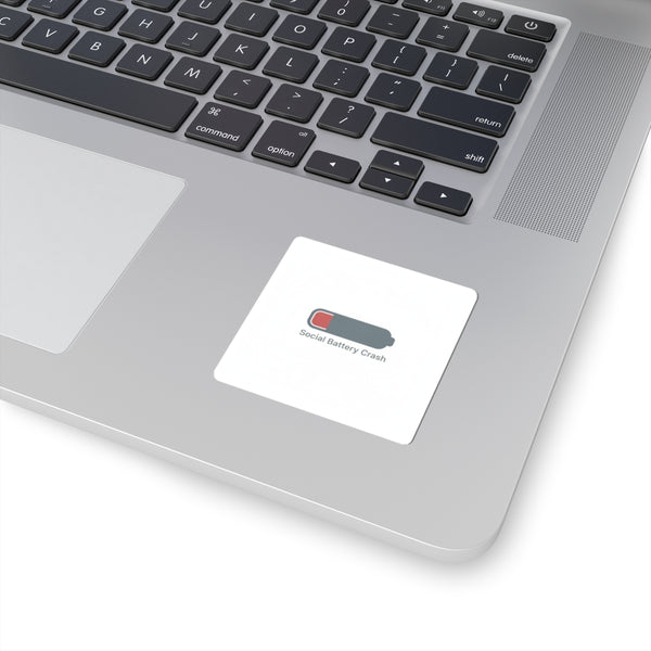 Social Battery Crash Sticker | Introvert Humor, Low Battery Icon