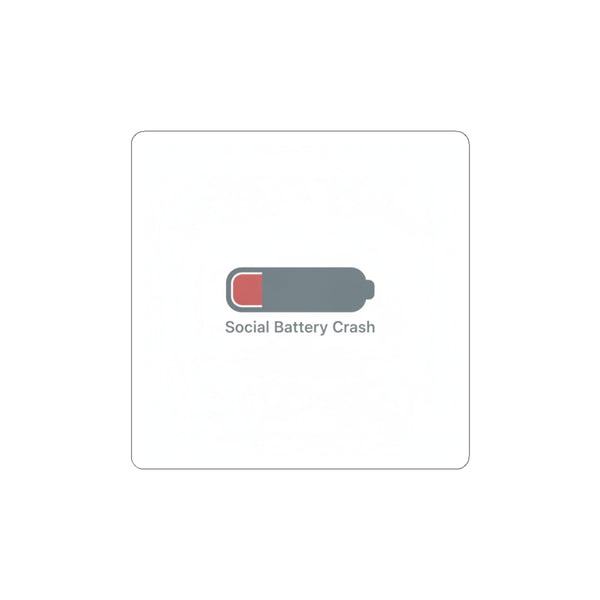Social Battery Crash Sticker | Introvert Humor, Low Battery Icon