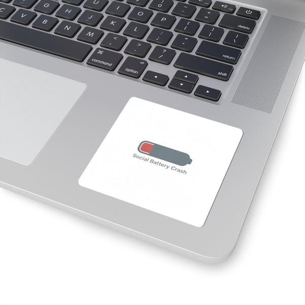 Social Battery Crash Sticker | Introvert Humor, Low Battery Icon