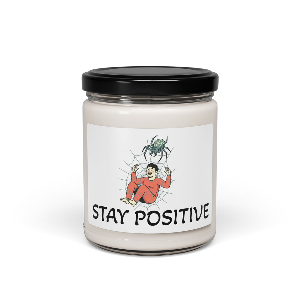 Stay Positive Soy Candle — 9oz Scented Jar (Spider Web Illustration)