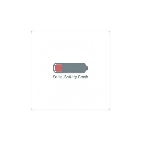 Social Battery Crash Sticker | Introvert Humor, Low Battery Icon