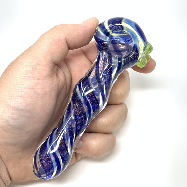 Blue Dichro Swirl Spoon Pipe