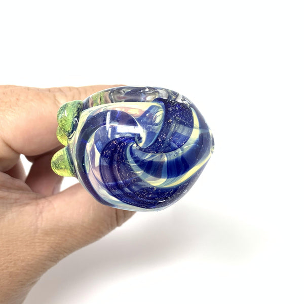 Blue Dichro Swirl Spoon Pipe