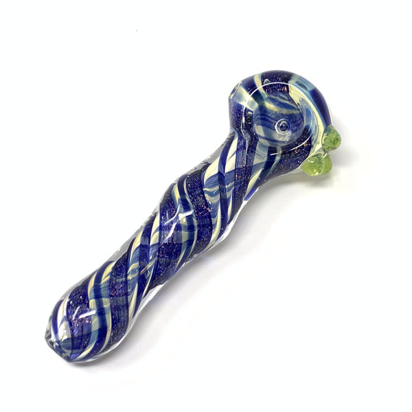 Blue Dichro Swirl Spoon Pipe