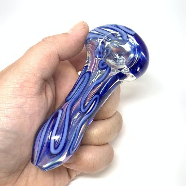 Blue Line Worked Spoon Pipe