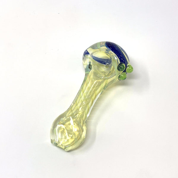 Fumed Spoon Pipe Blue Dichro Swirl
