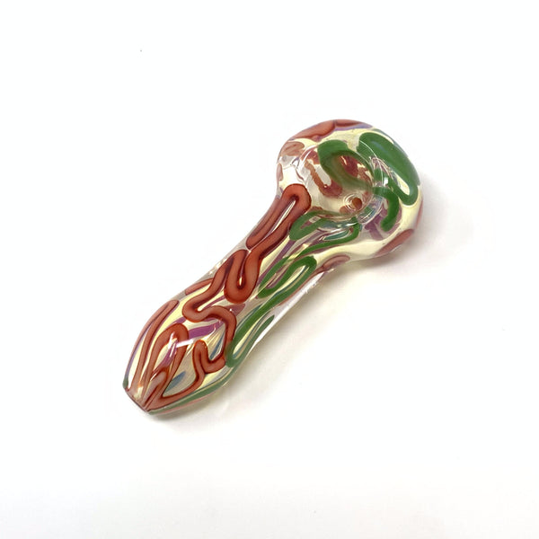 Red and Green Line Worked Spoon Pipe